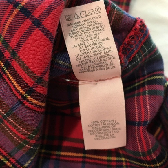 Victoria’s Secret Pink Red Navy Blue Plaid Button Up Pajama Sleep Shirt Medium - Picture 12 of 12